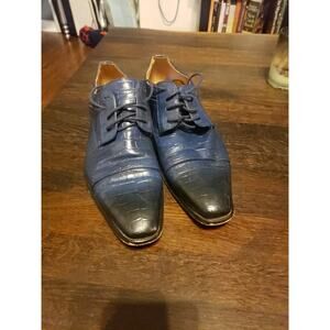 Amalia Blue Dress Shoes Men 10.5 Leather Lace Up